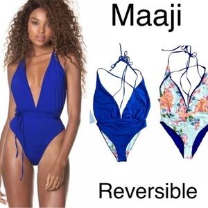 Maaji Blue Floral One Piece Swimsuit NWT